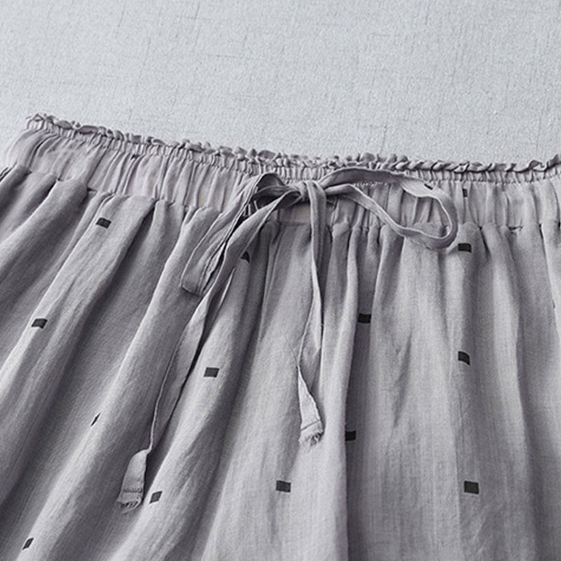 Buddha Stones Summer Casual Polka Dot Pattern Design Cotton Linen Women's Wide Leg Pants With Pockets - image 3