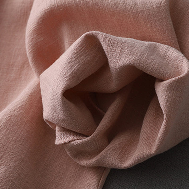 Buddha Stones Vintage Chinese Frog-Button Design Stand Collar Zen Women's Long Sleeve Cotton Linen Shirt - image 3