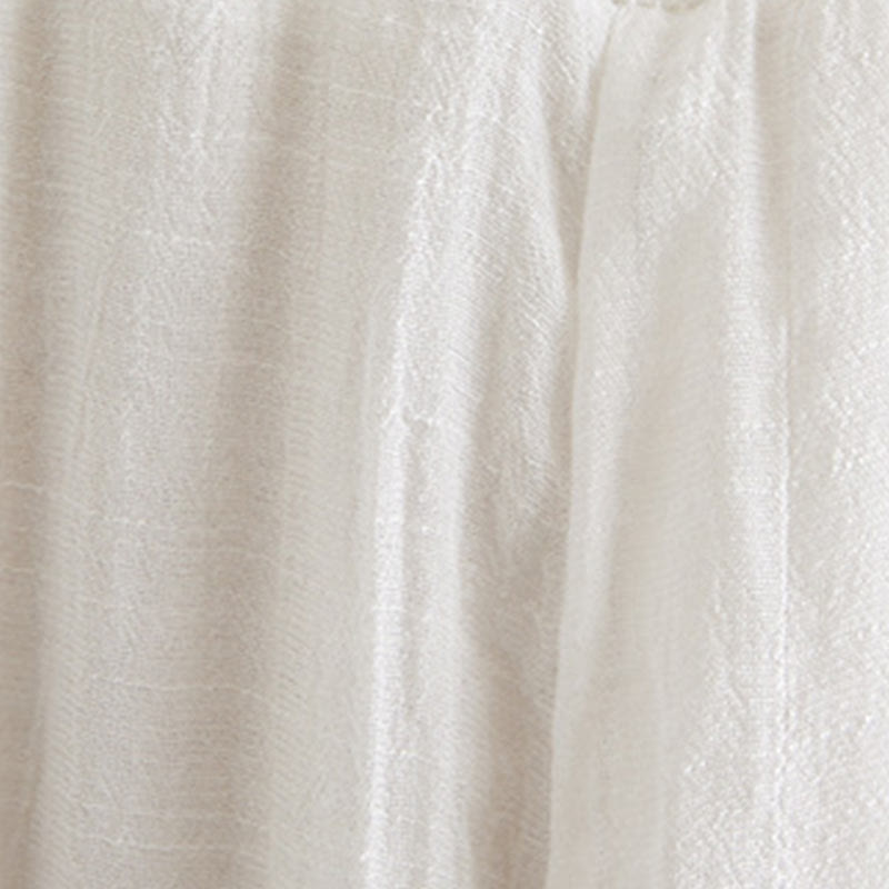 Buddha Stones 2Pcs Beige Chinese Frog-Button Design Long Sleeve Shirt Top Pants Meditation Zen Tai Chi Cotton Linen Clothing Women's Set