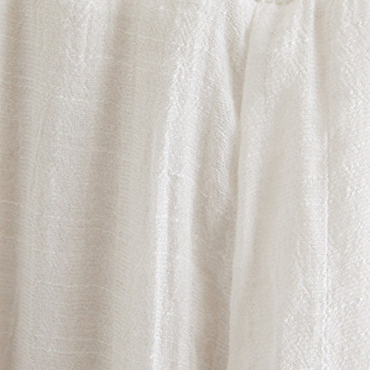 Buddha Stones 2Pcs Beige Chinese Frog-Button Design Long Sleeve Shirt Top Pants Meditation Zen Tai Chi Cotton Linen Clothing Women's Set