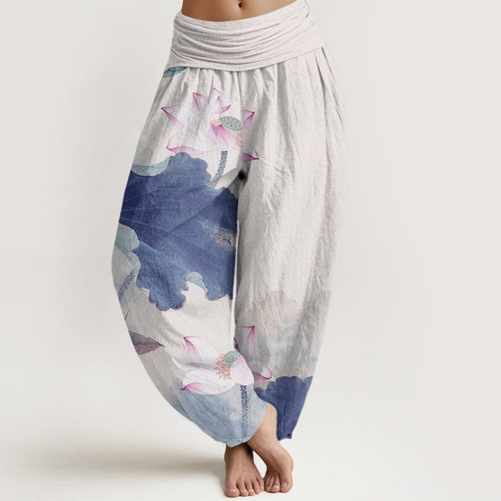 Buddha Stones Casual Lotus Petal Pods Pattern Women's Elastic Waist Harem Pants - RoyalBlue - US22,UK/AU26,EU54 (6XL) - image 8