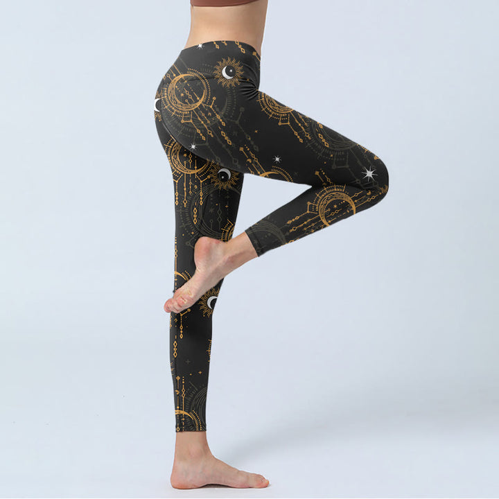 Buddha Stones Moon Star Constellation Print Gym Leggings Women's Yoga Pants - image 5