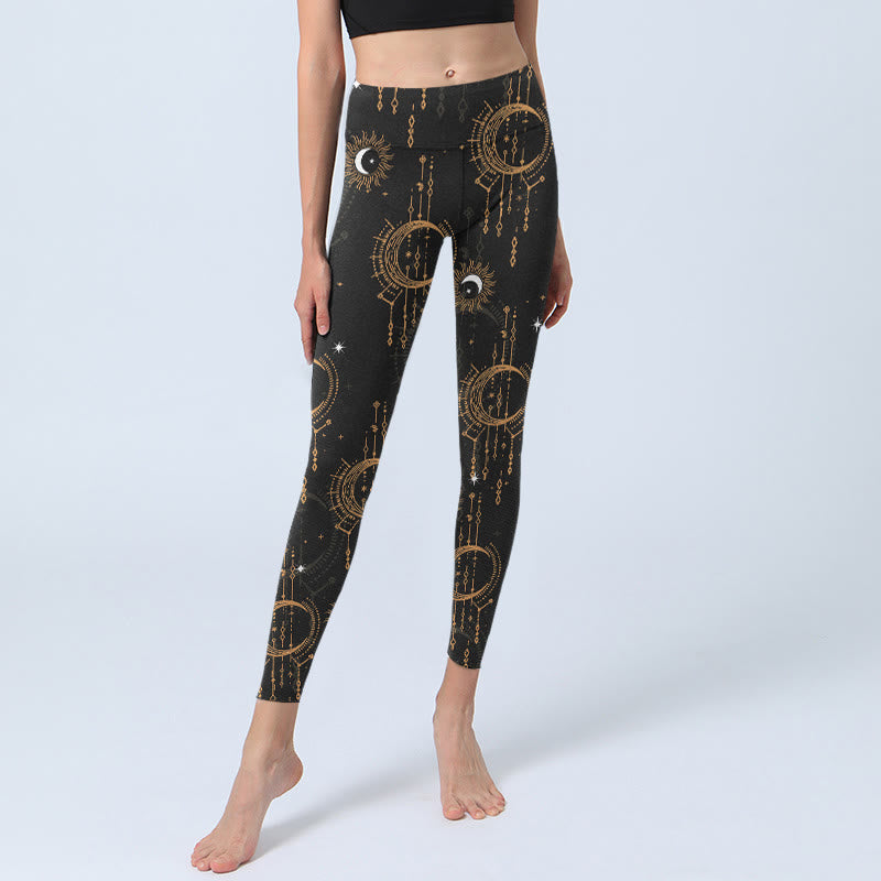 Buddha Stones Moon Star Constellation Print Gym Leggings Women's Yoga Pants - image 6