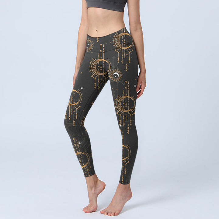 Buddha Stones Moon Star Constellation Print Gym Leggings Women's Yoga Pants - Black - US18,UK/AU22,EU50 (4XL) - image 1