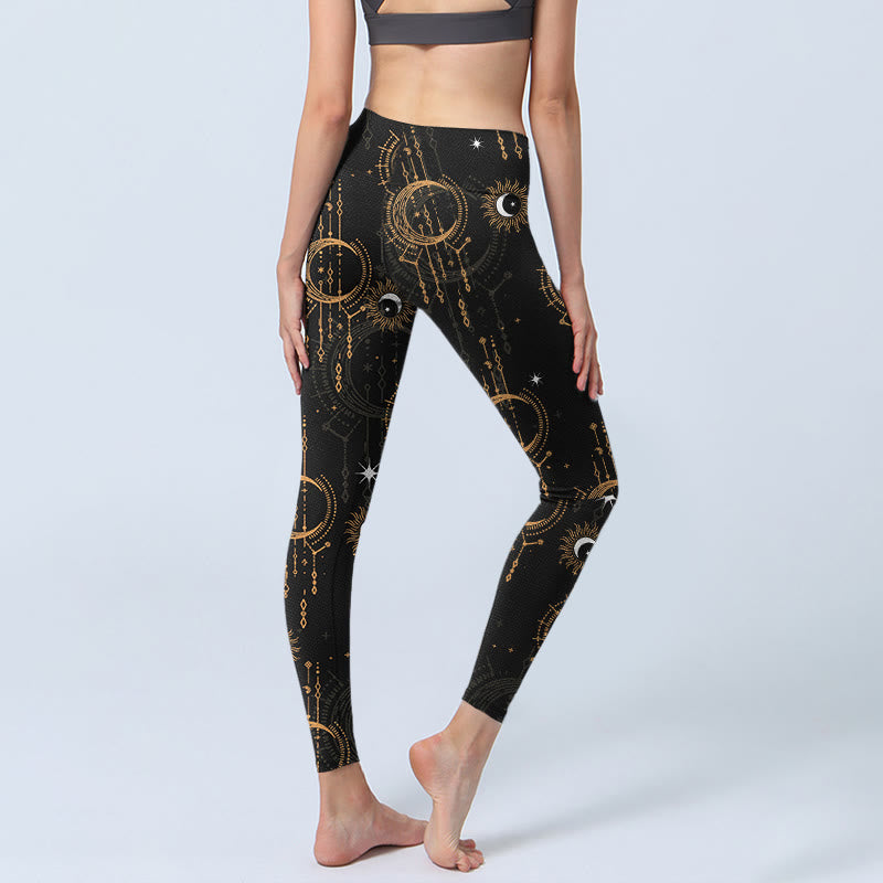 Buddha Stones Moon Star Constellation Print Gym Leggings Women's Yoga Pants - image 4