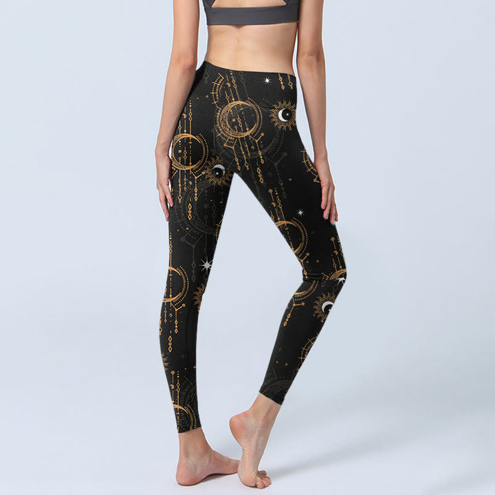 Buddha Stones Moon Star Constellation Print Gym Leggings Women's Yoga Pants - image 4
