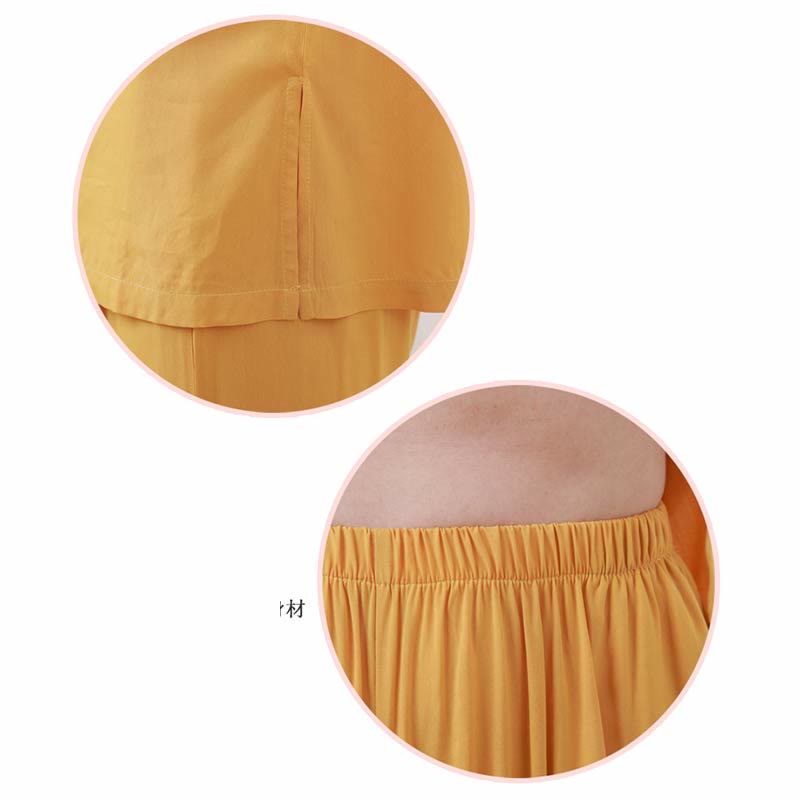 Buddha Stones 2pcs Plain Color Frog-Button Simple Design Crew Neck Design Half Sleeve Shirt Top Elastic Waist Pants Meditation Zen Tai Chi Cotton Clothing Women's Set