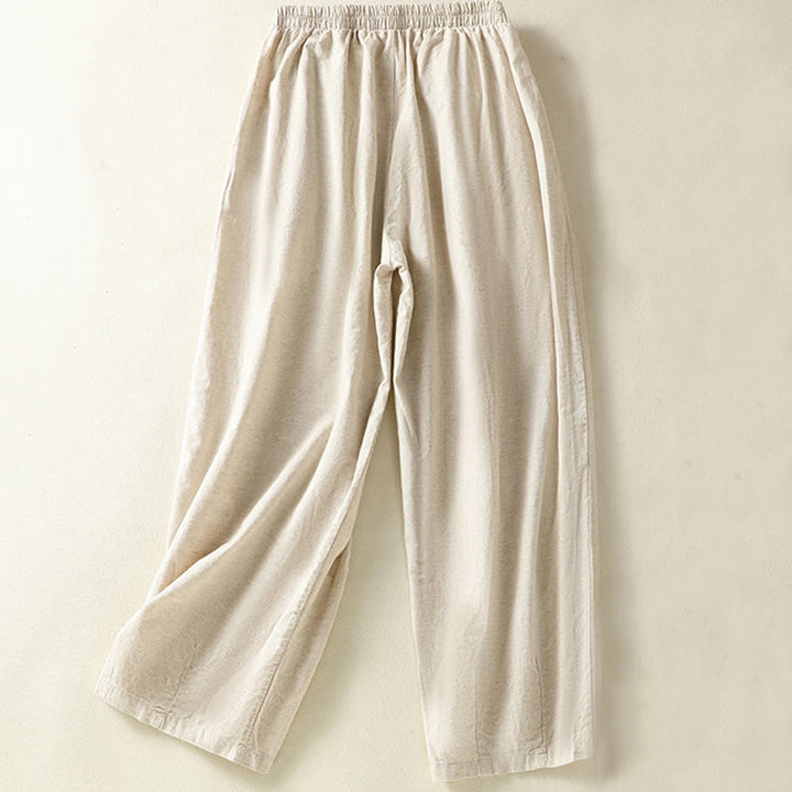 Buddha Stones Vintage Summer Casual Embroidery Paisley Pattern Women's  Cotton Linen Harem Pants With Pockets - image 7