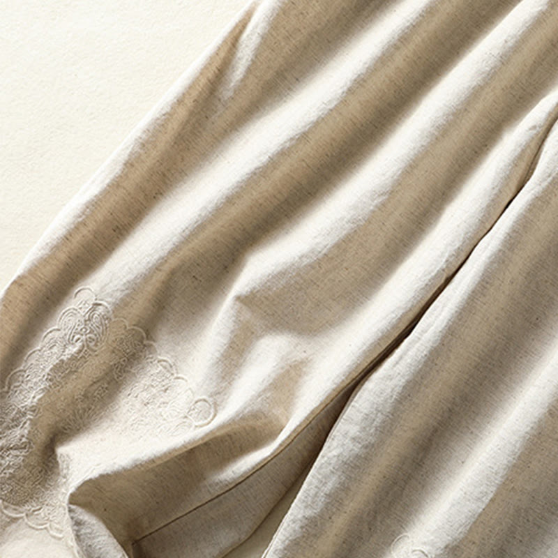 Buddha Stones Vintage Summer Casual Embroidery Paisley Pattern Women's  Cotton Linen Harem Pants With Pockets - image 12