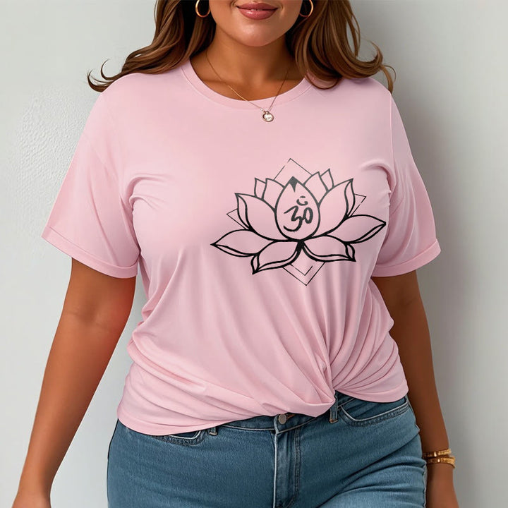 Buddha Stones Blooming Lotus Om Sanskrit Pattern Cotton Tee T-shirt - image 14