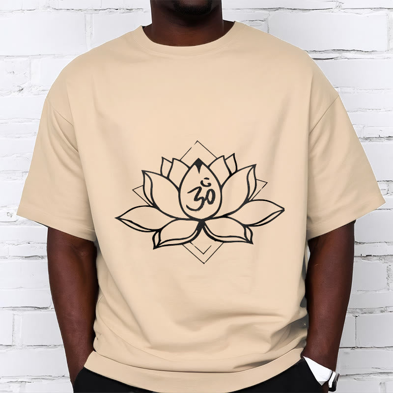 Buddha Stones Blooming Lotus Om Sanskrit Pattern Cotton Tee T-shirt - image 10