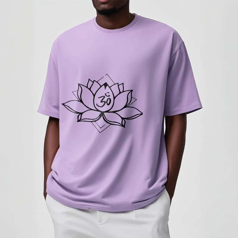 Buddha Stones Blooming Lotus Om Sanskrit Pattern Cotton Tee T-shirt - image 18