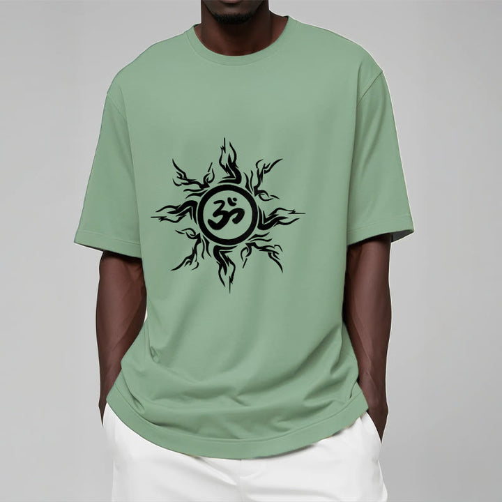 Buddha Stones Sunburst Pattern Surrounding An Om Symbol Pattern Cotton Tee T-shirt - image 16