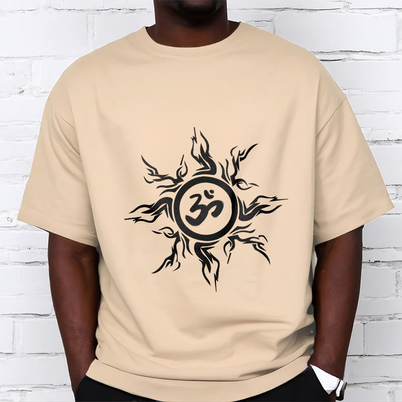 Buddha Stones Sunburst Pattern Surrounding An Om Symbol Pattern Cotton Tee T-shirt - image 10
