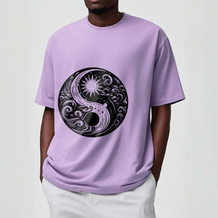 Buddha Stones Sun Moon Waves Yin Yang Pattern Cotton Tee T-shirt - image 18