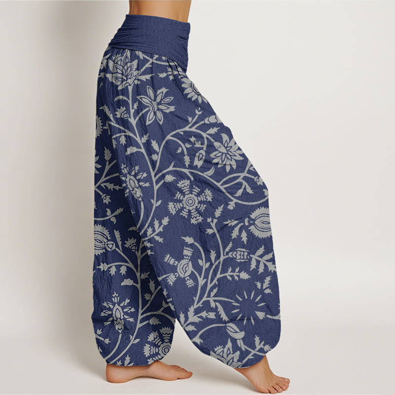 Buddha Stones Casual Floral Branches Flowing Vines Pattern Women's Elastic Waist Harem Pants - image 2