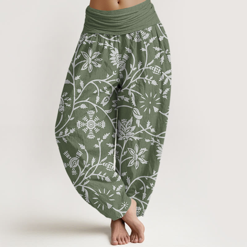 Buddha Stones Casual Floral Branches Flowing Vines Pattern Women's Elastic Waist Harem Pants - DarkSeaGreen - US22,UK/AU26,EU54 (6XL) - image 5