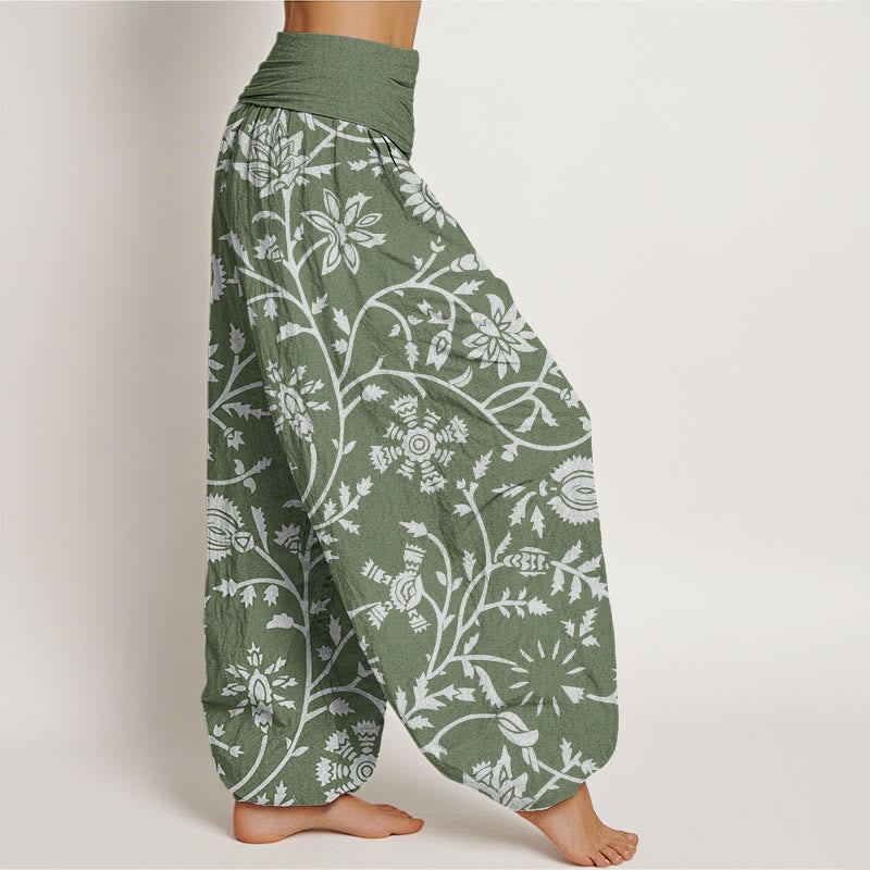 Buddha Stones Casual Floral Branches Flowing Vines Pattern Women's Elastic Waist Harem Pants - image 6