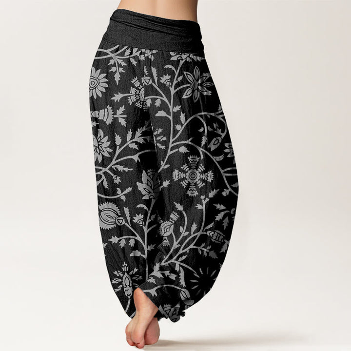 Buddha Stones Casual Floral Branches Flowing Vines Pattern Women's Elastic Waist Harem Pants - image 10