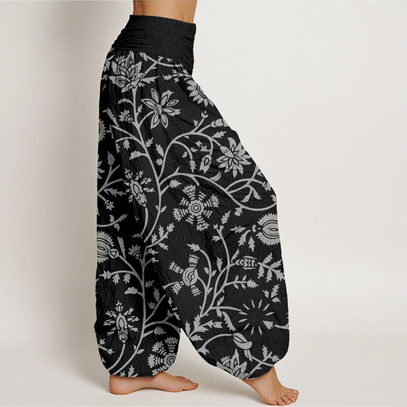 Buddha Stones Casual Floral Branches Flowing Vines Pattern Women's Elastic Waist Harem Pants - image 9
