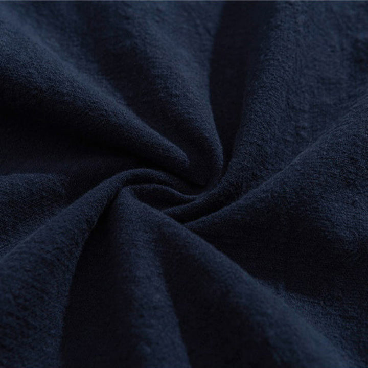 Buddha Stones Casual Half Frog-Button Design Stand Collar Tang Suit Men's Half Sleeve Cotton Shirt With Pocket