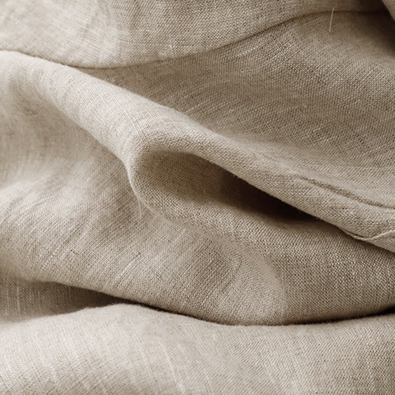 Buddha Stones Summer Frog-Button Lace High Waist Women's Cotton Linen Pants With Pockets