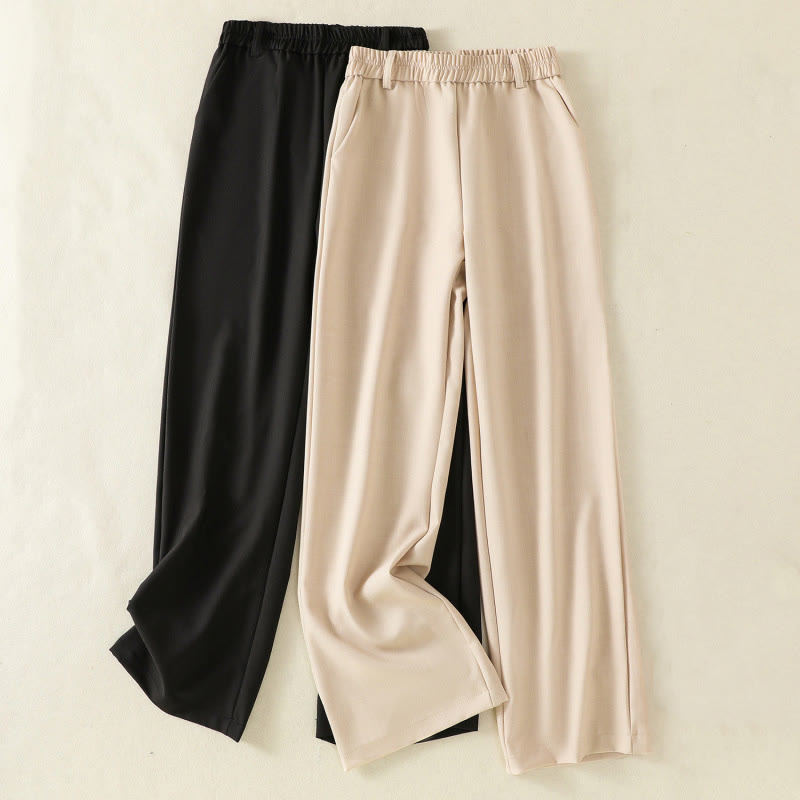 Buddha Stones Vintage Elastic Waistband Design Drawstring Women's Cotton Pants With Pockets - image 16