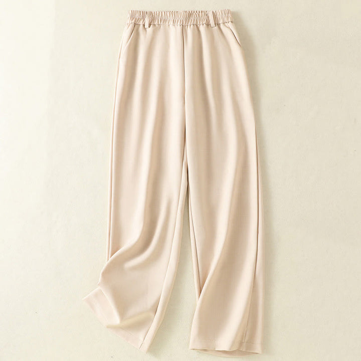 Buddha Stones Vintage Elastic Waistband Design Drawstring Women's Cotton Pants With Pockets - AntiqueWhite - US8-10,UK/AU12-14,EU40-42 (2XL) - image 0