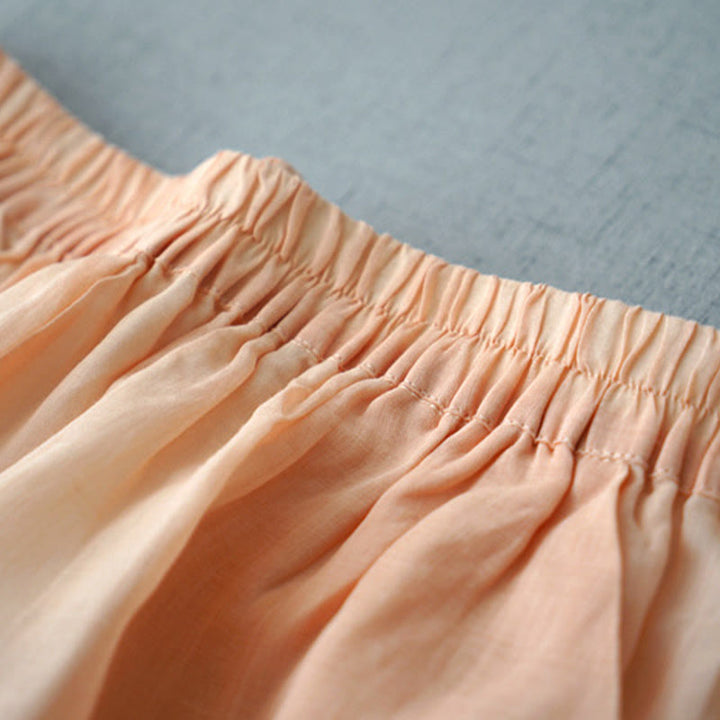 Buddha Stones Casual Plain Ramie Slit 7-8 Length Women's Wide Leg Pants With Pockets