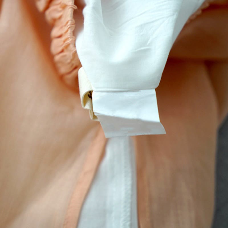 Buddha Stones Casual Plain Ramie Slit 7-8 Length Women's Wide Leg Pants With Pockets