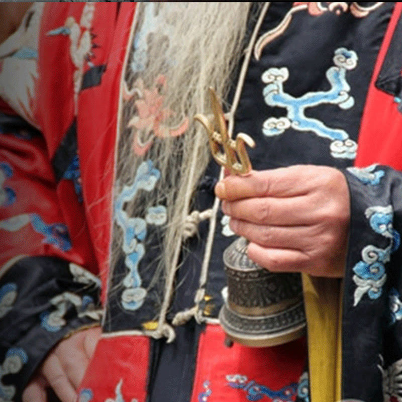 Buddha Stones Handmade Tibetan Meditation Vajra Dorje Bell Gourd Yin Yang Copper Enlightenment Decoration