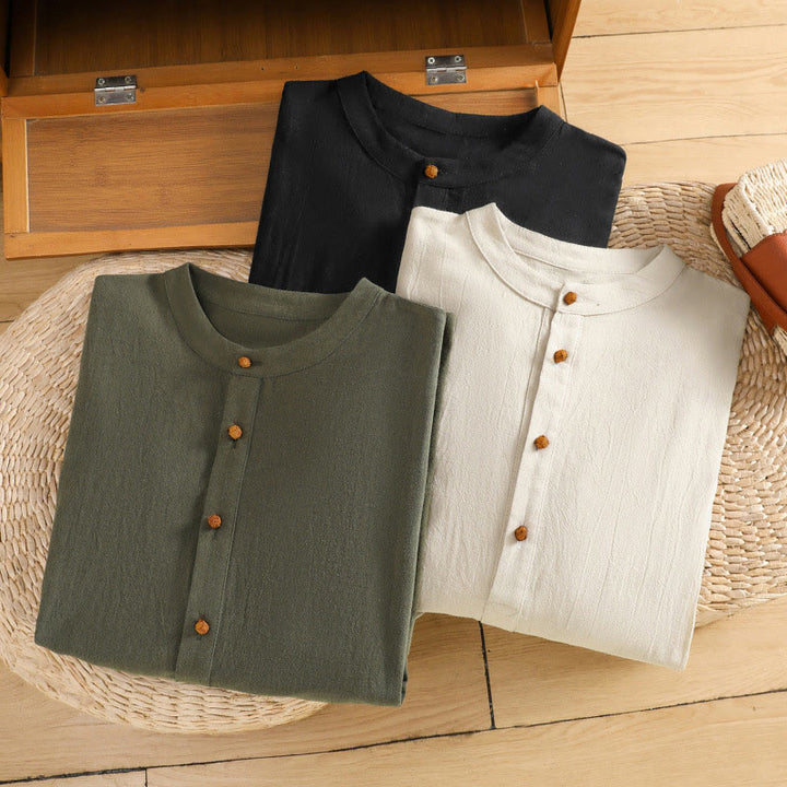 Buddha Stones Summer Casual Pure Color Half Button Simple Design Women's Cotton Linen Half Sleeve Shirt With Pocket - image 19