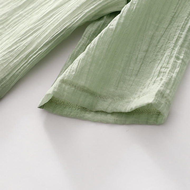 Buddha Stones Summer Casual Plain Embroidery Double Layer Short Sleeve Cotton Linen Midi Dress - image 5