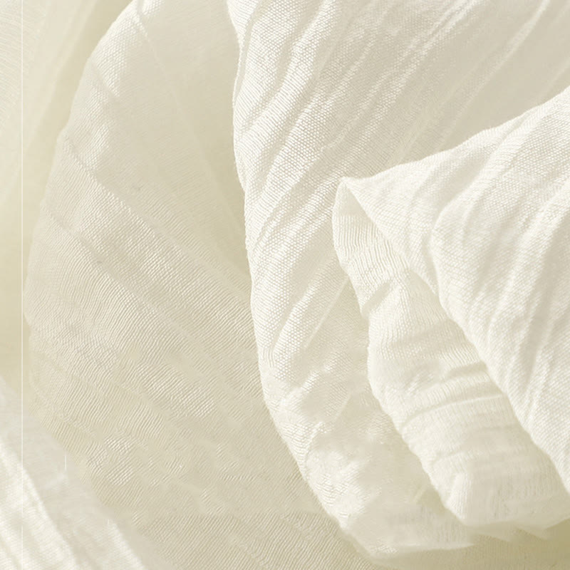 Buddha Stones Summer Casual Plain Embroidery Double Layer Short Sleeve Cotton Linen Midi Dress - image 18