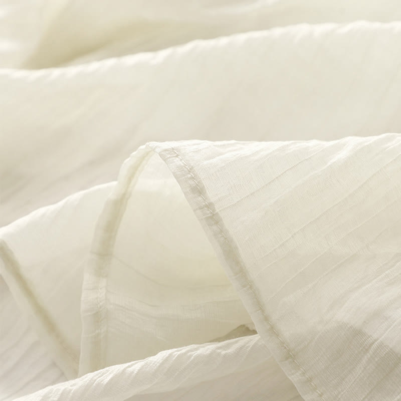 Buddha Stones Summer Casual Plain Embroidery Double Layer Short Sleeve Cotton Linen Midi Dress - image 19