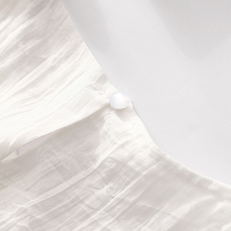 Buddha Stones Summer Casual Plain Embroidery Double Layer Short Sleeve Cotton Linen Midi Dress - image 26