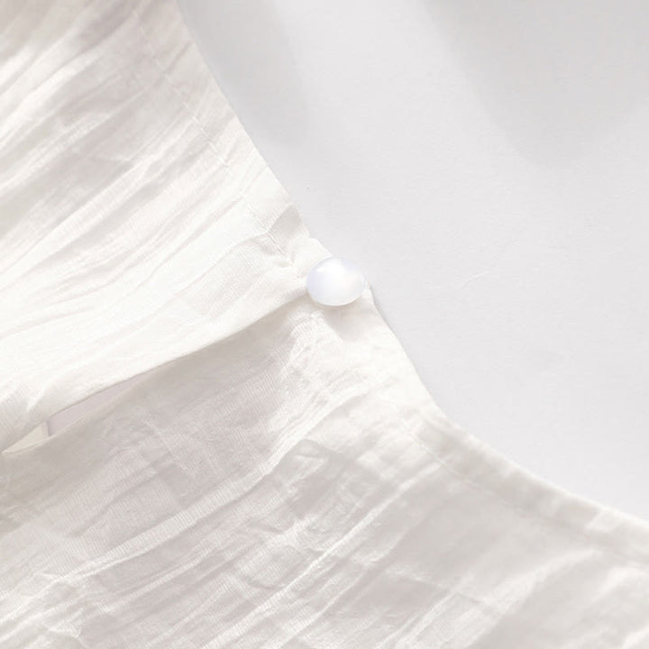 Buddha Stones Summer Casual Plain Embroidery Double Layer Short Sleeve Cotton Linen Midi Dress - image 26