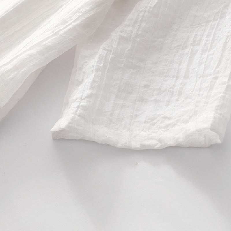 Buddha Stones Summer Casual Plain Embroidery Double Layer Short Sleeve Cotton Linen Midi Dress - image 27