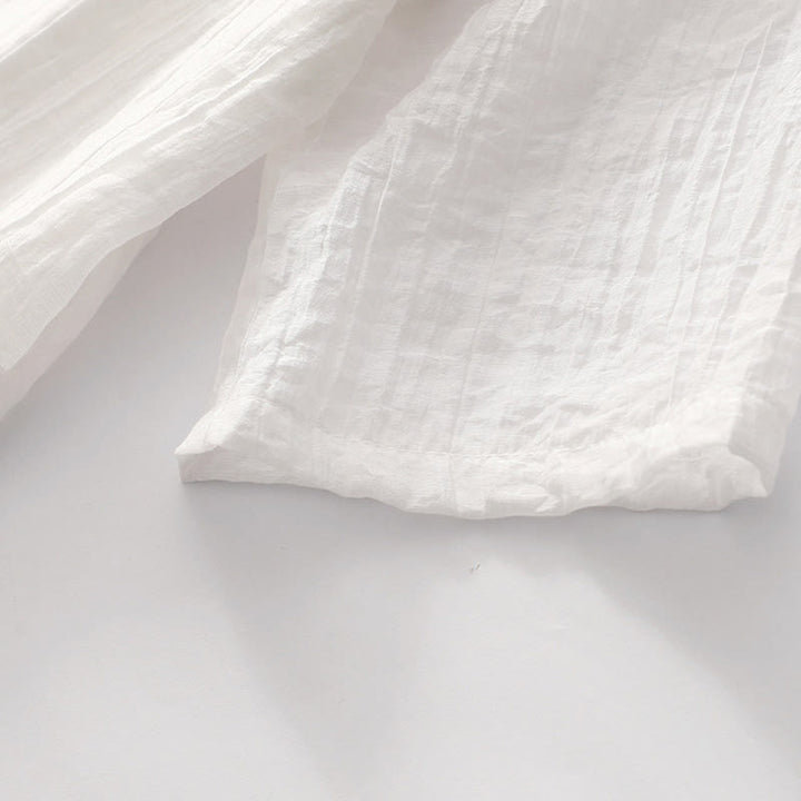 Buddha Stones Summer Casual Plain Embroidery Double Layer Short Sleeve Cotton Linen Midi Dress - image 27