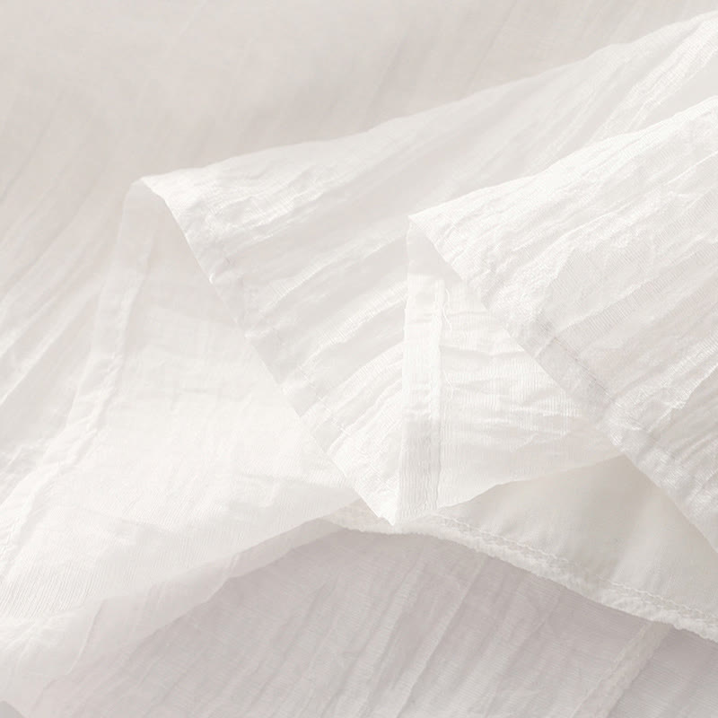 Buddha Stones Summer Casual Plain Embroidery Double Layer Short Sleeve Cotton Linen Midi Dress - image 29