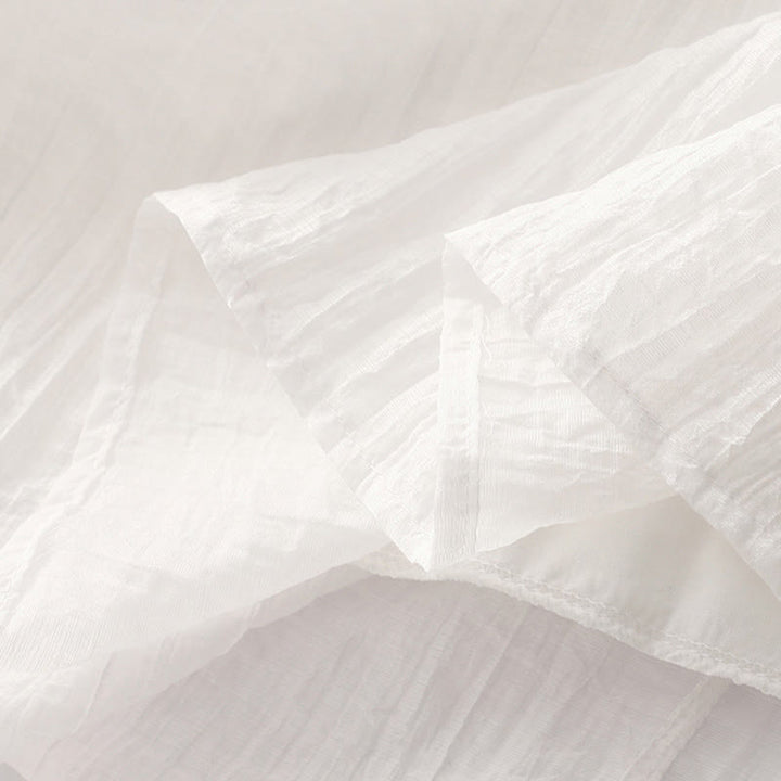 Buddha Stones Summer Casual Plain Embroidery Double Layer Short Sleeve Cotton Linen Midi Dress - image 29