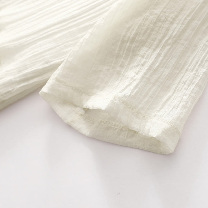 Buddha Stones Summer Casual Plain Embroidery Double Layer Short Sleeve Cotton Linen Midi Dress - image 17