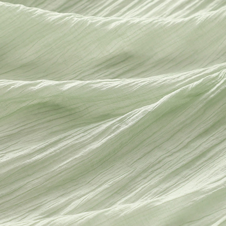 Buddha Stones Summer Casual Plain Embroidery Double Layer Short Sleeve Cotton Linen Midi Dress - image 6