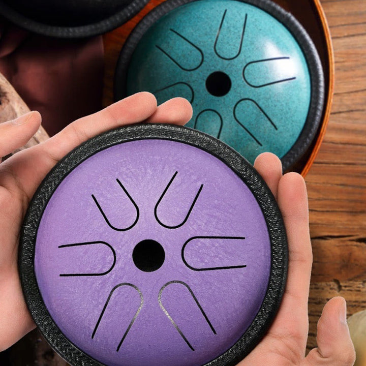 Buddha Stones Steel Tongue Drum Sound Healing Meditation Yoga Drum Kit 6 Note 5.5 Inch