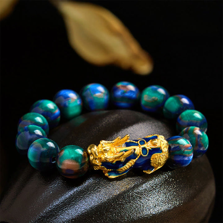 Buddha Stones Colorful Sea Willow Color Change PiXiu Positive HealingĀ Bracelet - Green Sea Willow(Wrist Circumference 15-18cm) - image 10