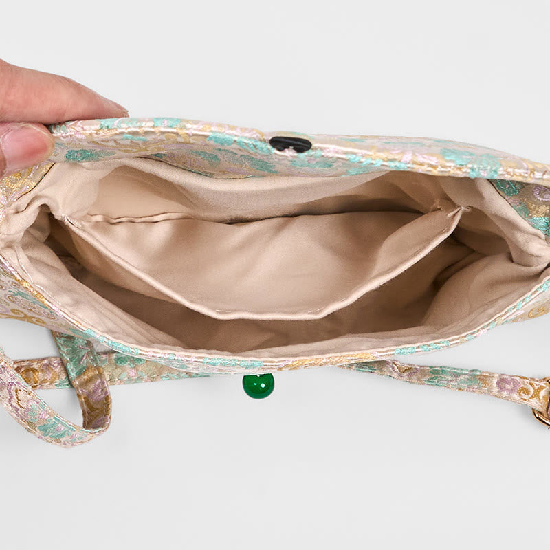 Buddha Stones Retro Flowers Pattern Polyester Cotton Embroidery Crossbody Bag Hangbags