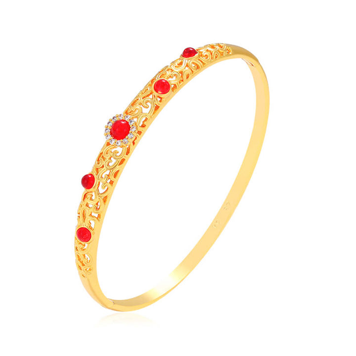 Buddha Stones Vine Design Alloy Zircon Luck Bracelet Bangle - image 4