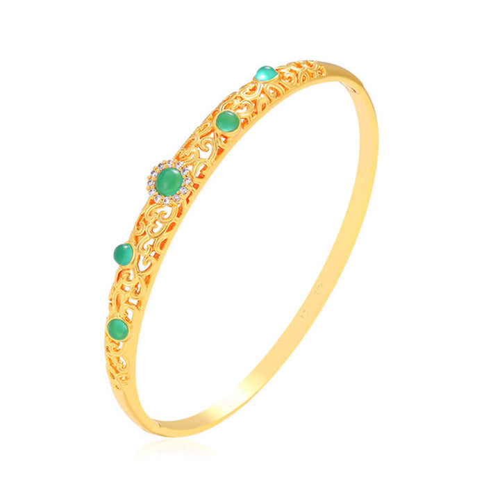Buddha Stones Vine Design Alloy Zircon Luck Bracelet Bangle - image 10