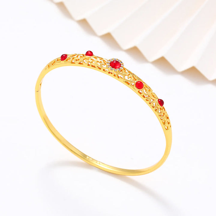 Buddha Stones Vine Design Alloy Zircon Luck Bracelet Bangle - image 3