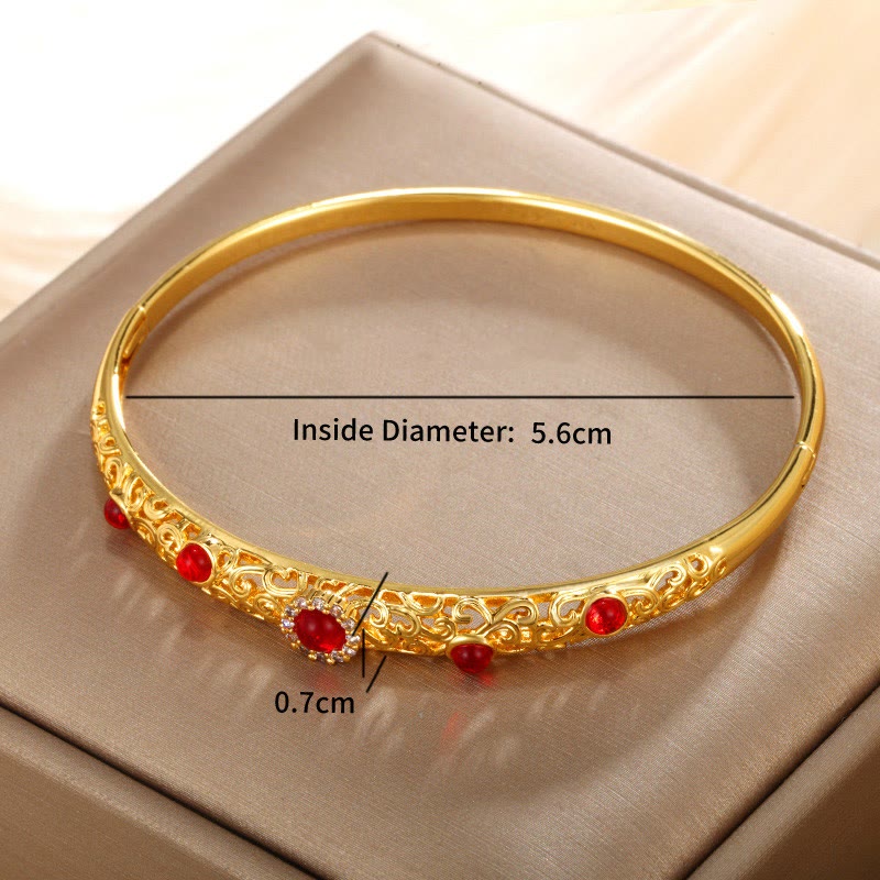 Buddha Stones Vine Design Alloy Zircon Luck Bracelet Bangle - image 5